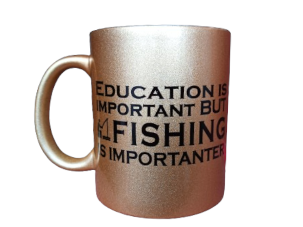 Fishing is importanter - Gold Glitter Mug